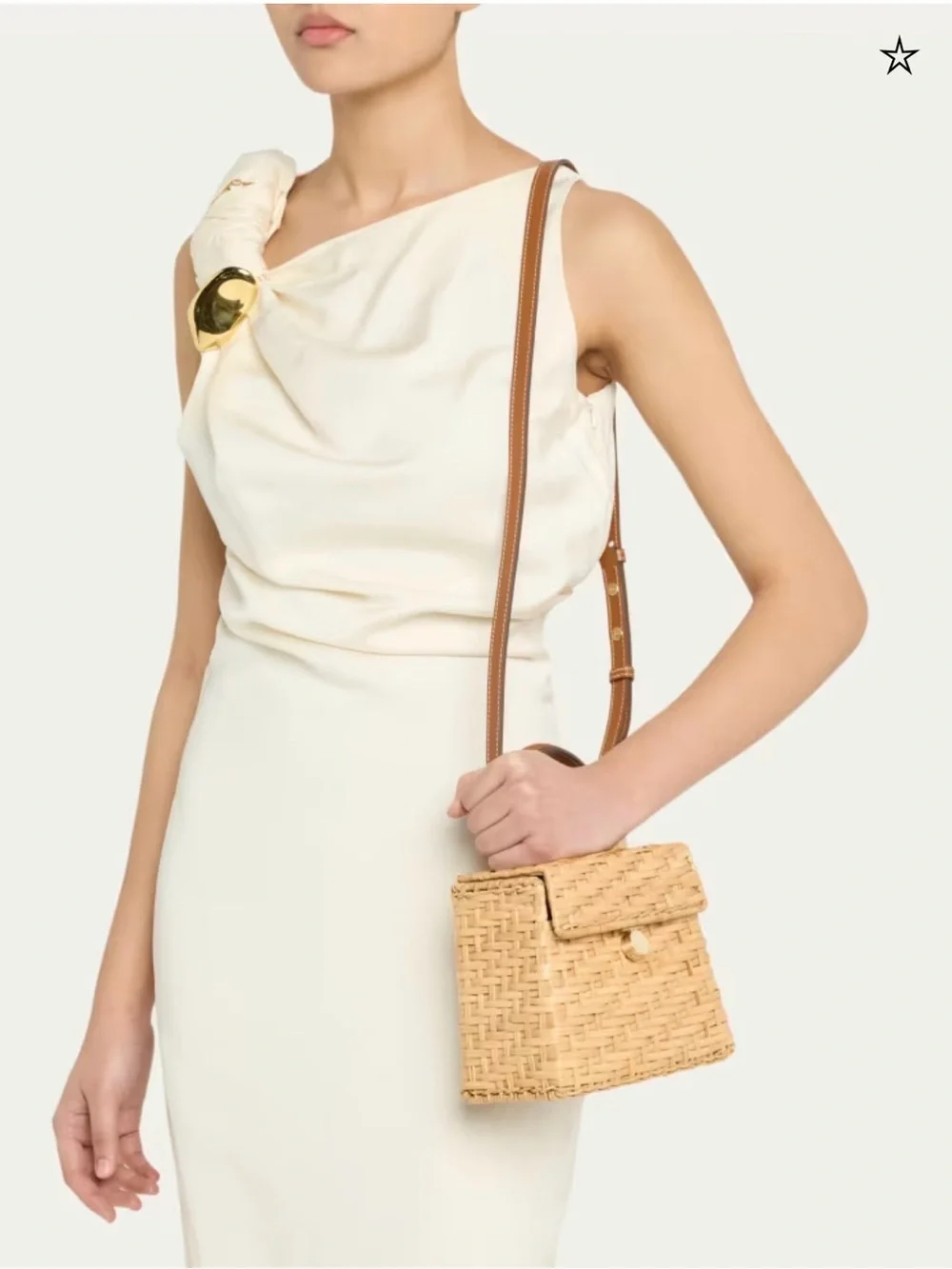 Cult Gaia Sybil Rattan Woven Top Handle Bag Satchel NEW